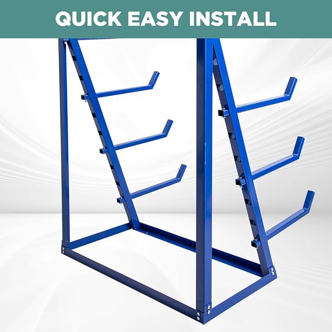 Yeeoy 4 Tier Steel Horizontal Lumber Storage Rack, Heavy Duty Pipe Organizer Shelf, Adjustable Bar Storage Cantilever Rack for Garage Workshop Shed Basement, 2000lbs Load Capacity, Blue