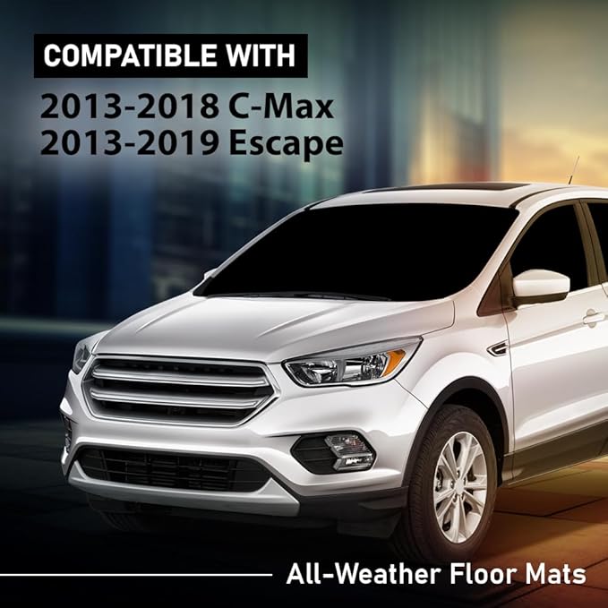 G-PLUS Floor Mats Compatible with Ford C-Max 2013-2018/Fits Ford Escape 2013-2019 TPE All Weather Full Cover Protection 3 Piece Black