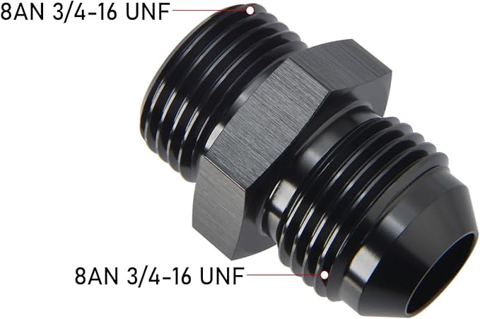 8AN Male Flare to 8AN ORB O-ring Boss Fuel Pump Rail Adapter Fitting Aluminum Black