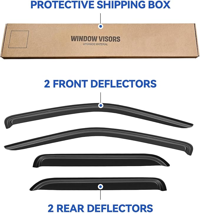 Window Visors Rain Guards Shield for 2001-2012 Ford Escape, Out-Channel Window Vent Wind Deflectors Visors Shades for 2005-2012 Ford Escape Hybrid, 2008-2012 Mazda Tribute, 2005-2011 Mercury Mainer
