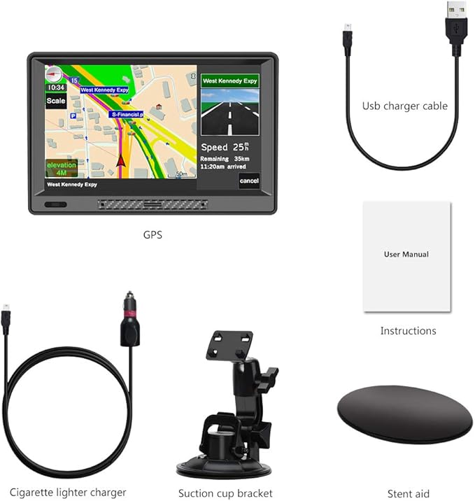 GPS Navigator for Car,Latest 2025 Map,9 inch Touch Screen Real Voice Spoken Navigation System for Cars, Vehicle GPS with Speed and Red Light Warning Lifetime Maps Update