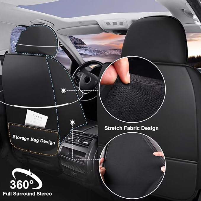 2 Front Car Seat Cover Fit for Toyota Camry 2012-2024 2025 Faux Leather Breathable Waterproof Camry Seat Covers Automotive Cushion Protector Compatible Airbag (2 Seats & Black)