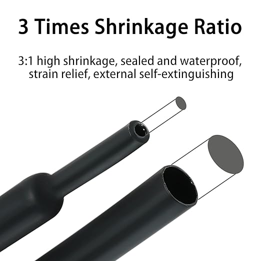 3:1 Ratio Heat Shrink Tubing Roll Adhesive Lined Industrial Marine Grade Dual Wall Heat Shrink Tube Waterproof and Sealed Black (3/4 inches(19.1 mm), 30 Feet)