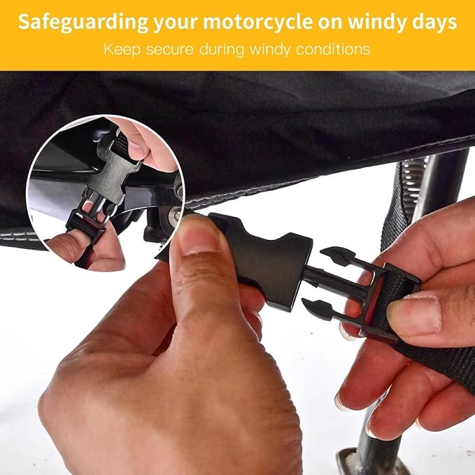 Coverado Motorcycle Cover Waterproof, All Weather Protection Outdoor Full Motorcycle Covers - UV Proof with Flame Retardant Fabric Fit for Harley Davidsion Yamaha Honda Suzuki (up to 111" Motors)