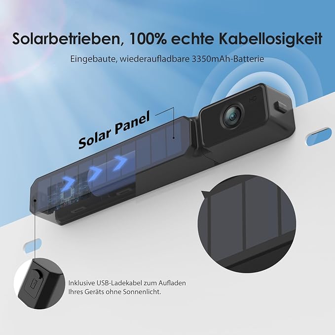 Solar Wireless Backup Camera, 1080P 5'' Monitor Back Up Camera Systems Wireless, 3 Mins DIY Installation, Reverse Camera for Car, Truck, Van, RV (S3)