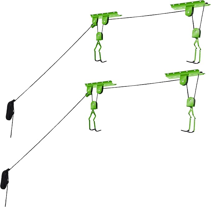 Bike Lane Products Bicycle Hoist 2-Pack Quality Garage Storage Bike Lift with 100 lb Capacity Even Works as Ladder Lift Premium Quality