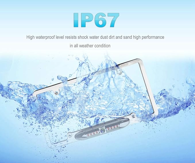 License Plate Backup Camera, JPP Front/Rear View Camera 170° Viewing Angle Universal Car Reverse Camera Waterproof 8 LED Night Vision Vehicle Reverse Camera