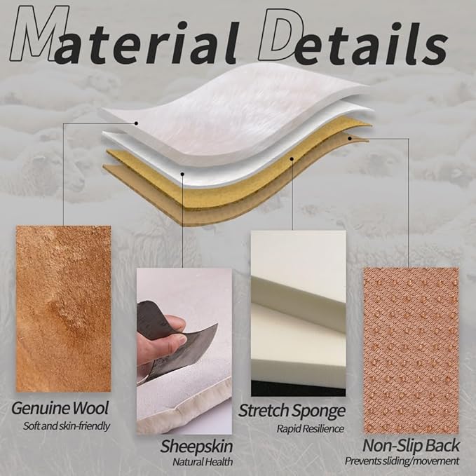 LLB Genuine Sheepskin Car Seat Cushion Seat Covers for Cars Trucks SUV Comfort Seat Protector Pad for Car Driver Seat Car Accessories for Women Office Chair Car Decor (Khaki, Front Seat Cushion-1 Pc)