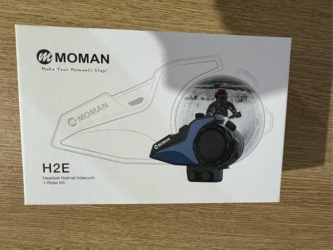 Moman Motorcycle Intercom, H2E Eagle-Like Helmet Headset Communication System with Dual Chip for Audio Multitasking HiFi/Music Sharing/FM/AI Voice (1Pack), Motorcycle-Intercom-Helmet-Headset-Headphone