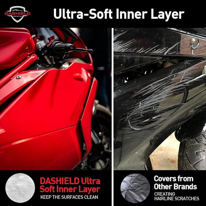 Ultimum Series Motorcycle Cover Waterproof All Weather Protection Universal Heavy Duty Night Reflector with Lock-Holes Compatible with Suzuki Harley Davidson Kawasaki Yamaha Honda Blue XL