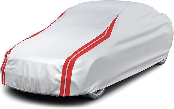 Favoto Sedan Car Cover Waterproof - Custom Fit for Toyota Camry (1996-2014) All Weather for Automobiles Outdoor with Reflective Stripe Snow Sun Dust UV Protection Full Exterior Cover