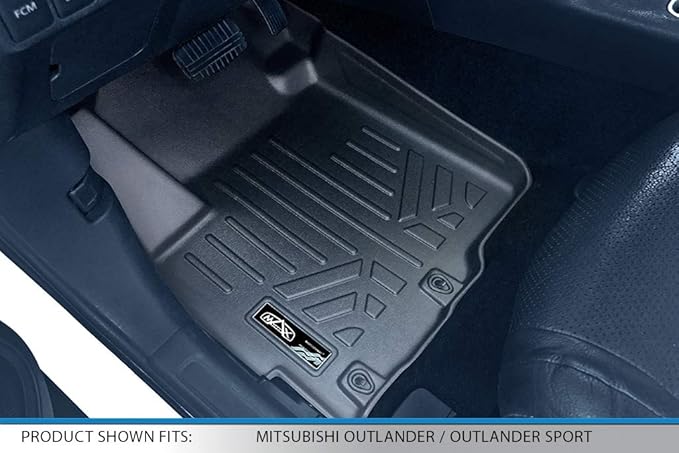 SMARTLINER Custom Fit Floor Mats 2 Row Liner Set Compatible with 2011-2024 Mitsubishi Outlander Sport