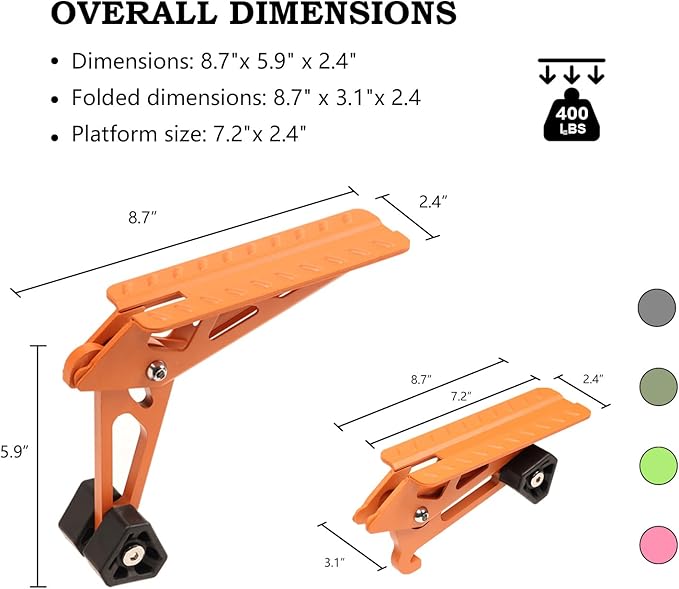 COWVIE Foldable Car Door Step Stand Pedal - Access to Vehicle's Top Roof Both Feet Stand Pedal Ladder for Most SUV Truck Jeep Orange