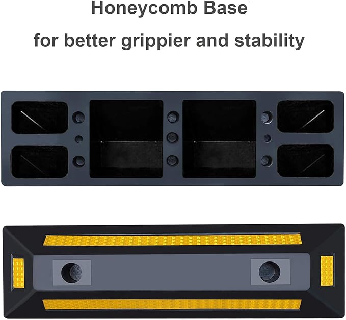 2 Pack Rubber Parking Guide Blocks Heavy Duty Wheel Stop Stoppers for Car Garage Parks Professional Grade Parking Rubber Curb w/Yellow Refective Stripes for Truck RV Trailer 21.25"(L)x5.7"(W)x3.54"(H)
