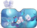 Blue Butterfly Flower Car Windshield Sunshade Front Window Sun Visor Protector Foldable Shield Cover for Truck SUV