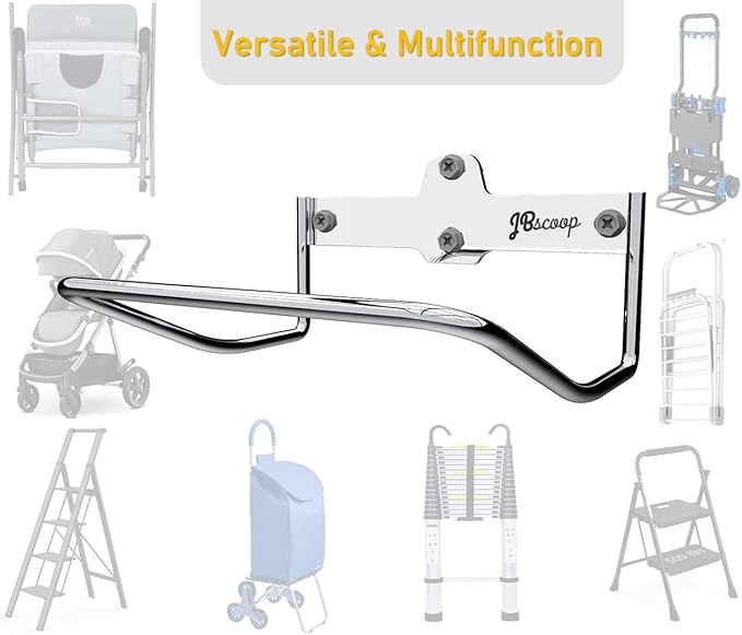 JBscoop Ladder Hanger for Garage Wall, Ladder Storage Strollers and Folding Chair, Heavy Duty Lader Holder Rust Proof SS304