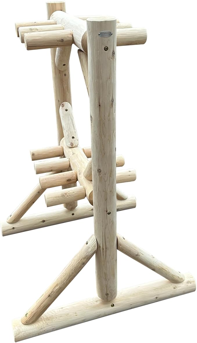 8-Place Freestanding Log Ski Rack Holder, Indoor & Outdoor Snowboard Racks, Standing Storage, Garage Racks for Snow Skis, Durable Snowboard Rack Garage Storage Organizer-Canyon Brown + 15" Anchor Kit