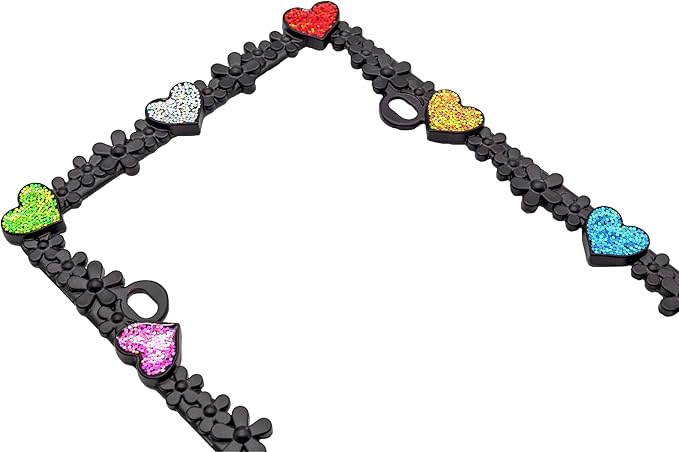 Creathome 3D Shining Daisy Heart License Plate Frame from Pure Zinc Alloy Metal Perfect Plate Holder, Matt Black with Colorful Glitter, Luminously Heart