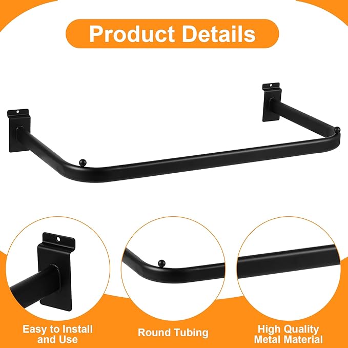 Polmart Slatwall Steel U-Shape Hanger Rail, 4-Pack