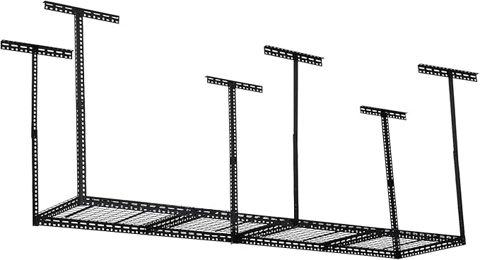 Overhead Garage Storage Rack, Heavy Duty Ceiling Storage Racks for Garage, Adjustable Height, 660LBS Weight Loading,2x8 FT Hanging Organizer Shelving for Warehouse Basement, Black