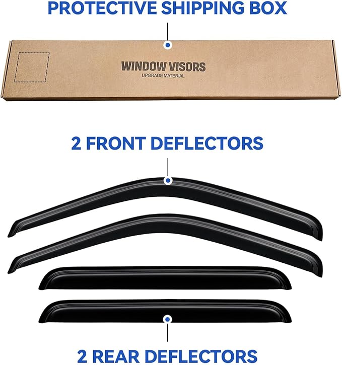 Window Visors Rain Guards for 2000 2001 2002 2003 2004 2005 Ford Excursion, Out-Channel Window Vent Wind Deflectors Visors Shades for 00 01 02 03 04 05 Ford Excursion