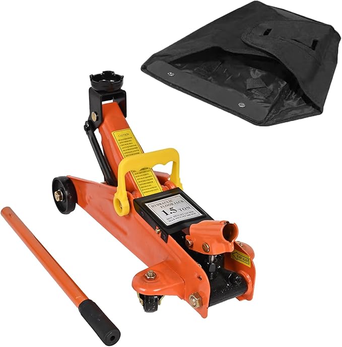 Hydraulic Floor Jack 1.5 Ton 3,300Lbs Car Lift Portable Trolley Jack 360 Degree for Cars Medium Vehicles,Orange