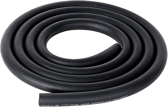 LokoCar Rubber Fuel Hose Line Push Lock 1/2" ID SAE 30R7 NBR 10ft 300PSI Black