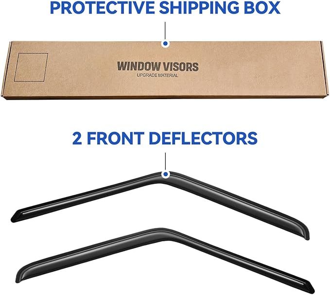 Window Visors Rain Guards for 1980-1996 Ford Bronco, Out-Channel Window Vent Wind Deflectors Visors Shades for 80-96 F150 F250 F350 Standard Cab, for 2 Front Doors