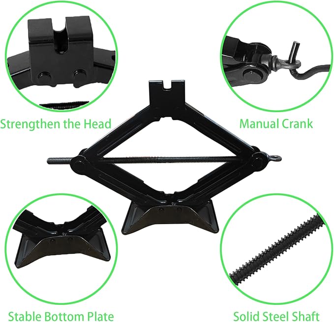 Scissor Car Jack, Scissor Jack with a Maximum Capacity of 2.0 Tons, Heavy Lifting Jack, Used for/SUV/MPV tire Repair and Replacement Tools, with Crank Handle (Hand Crank-2.0 tons)