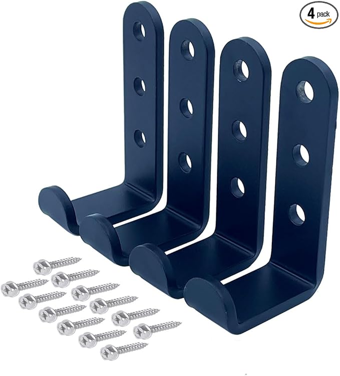 4 Pcs Heavy Duty Steel Wall J Hooks for Hanging,Garage Storage Utility Hooks Garden Tool Organizer, Wall Mount Hooks, Small U Hooks,Black (M)