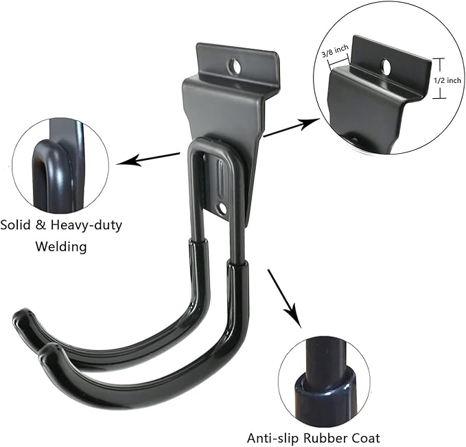 Slatwall Hooks - Black Garage Accessories, 8 Pack