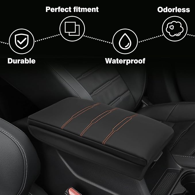 Muslogy Center Console Cover Extra Thick Armrest Pad Compatible with Honda CR-V 2023+ & CRV Hybrid Accessories Arm Rest Cushion Padding Anti-Scratch Middle Console Pad Leather Armrest Lid Protector