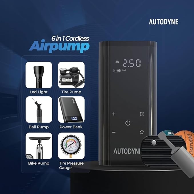 Portable Air Pump - Portable Inflator 150 PSI, Car Accessories, Tire Pressure Gauge, Tire Inflator, Air Compressor for Car, Emergency Supplies for Vehicle, Portable Air Compressor