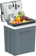 SHAREWIN Electric Cooler & Warmer with Handle 26.5 Quart/25L Portable Thermoelectric Fridge for Vehicles & Trucks with 110V AC & 12V DV, 12V Car Cooler for Camping, Travel Grey