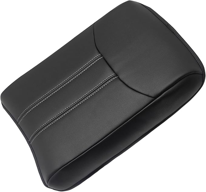 Muslogy Center Console Cover Compatible with Honda Pilot 2023 2024 2025, 2024-2026 Ridgeline/Passport Accessories Armrest Pad Lid Cushion Console Protector Vegan Leather Extra Soft(Black/White Trim)