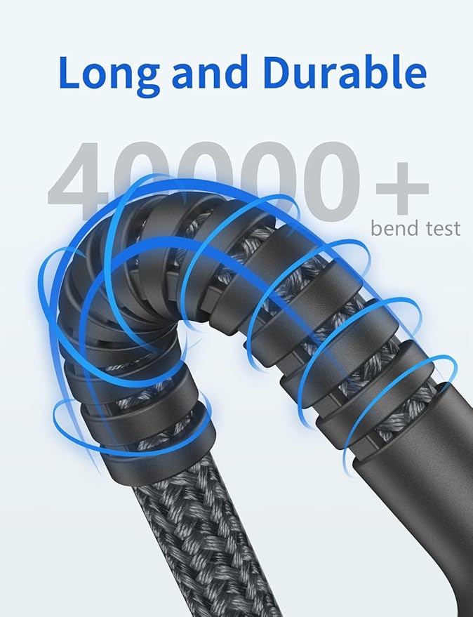 Extra Long USB C to USB C Cable 15FT, 100W USB C Cable Fast Charging, Upgraded Extra Durable Braided USB C Cord for iPhone 16 15 Pro Max, MacBook Pro, Samsung Galaxy S10 S9 Plus, LG and More-1Pack