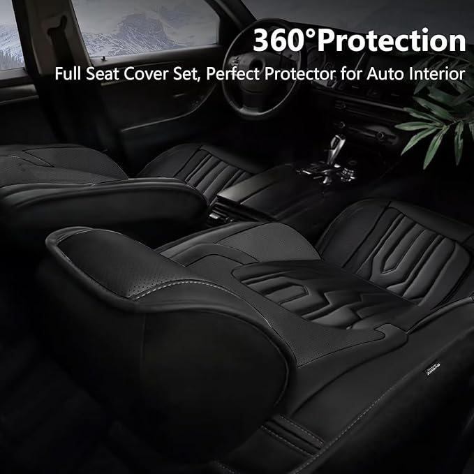 YORKNEIC Fit for Hyundai Kona Seat Covers 2018-2025: Leather Waterproof Car Seat Covers Anti-Slip Protector 2 Front Set (2 Seats, Black)