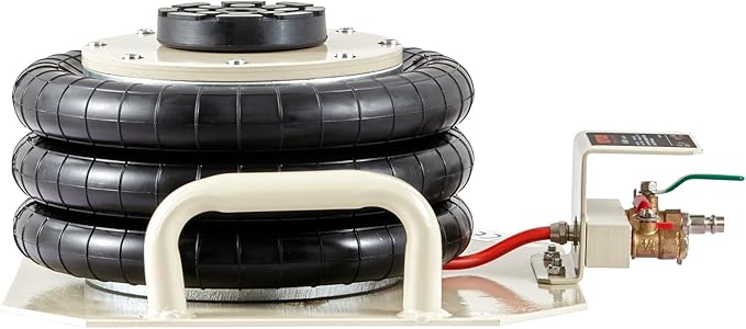 VEVOR Air Jack, 3 Ton/6600 lbs Triple Bag Air Jack, Airbag Jack with Six Steel Pipes, Lift up to 17.7 inch/450 mm, 3-5 s Fast Lifting Pneumatic Jack, with Side Handles for Car, Garage, Repair (White)