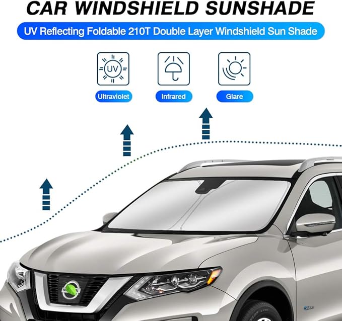 KUST Windshield Sun Shade for 2014-2020 Nissan Rogue (NOT for Rogue Sport & 2021 Rogue 3rd Gen. T33) Sunshade Foldable Window Sun Visor Protector Blocks UV Rays Keep Your Car Cooler