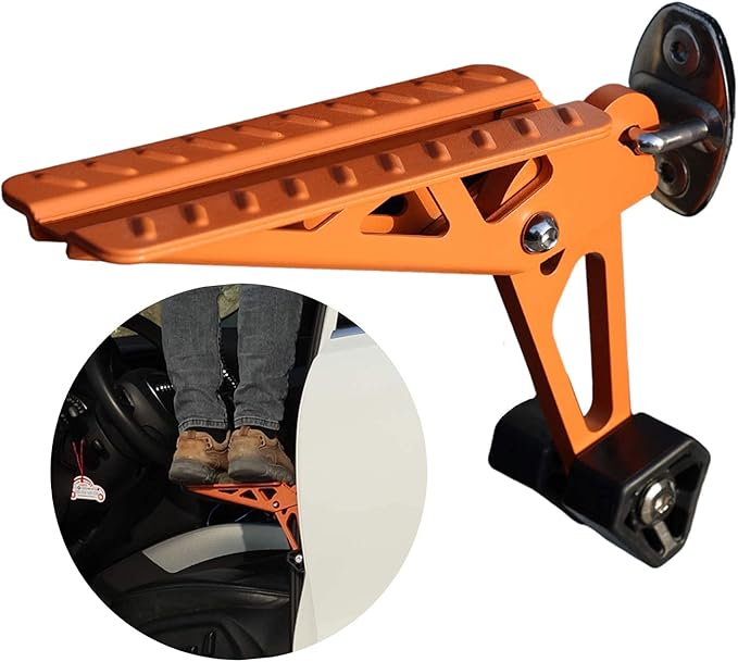 COWVIE Foldable Car Door Step Stand Pedal - Access to Vehicle's Top Roof Both Feet Stand Pedal Ladder for Most SUV Truck Jeep Orange