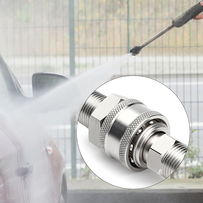 TAISHER 4PCS 304 Stainless Steel Pressure Washer Adapter Kit, Quick Connect Fittings，3/8" Male