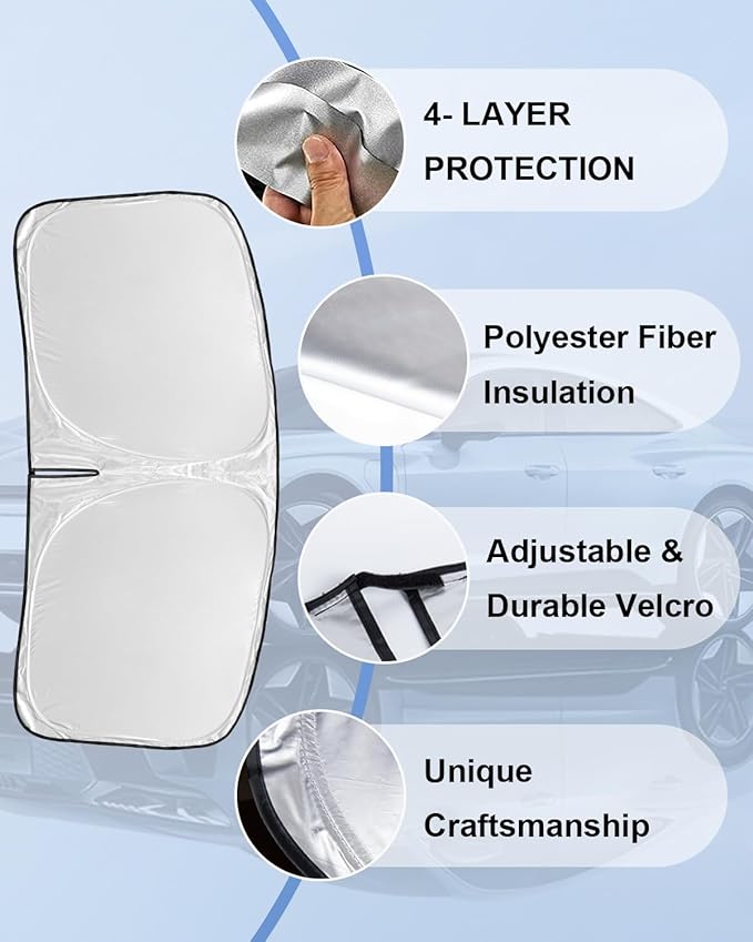 for Toyota Tacoma Windshield Sun Shade 2016-2021 2022 2023 2024 2025 2026 Toyota Tacoma 2Dr 4Dr Pickup UV Reflector Thicken 4-Layer Foldable Sunshade Protector for Tacoma Interior Accessories