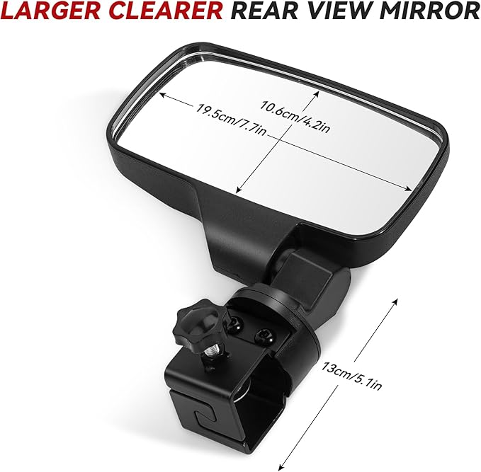 Upgraded Golf Cart Side Mirrors Full Package Tube&No Drilling,Fit for 0.75"-1.35" Square Tube,Adjustable Clips Golf Cart Mirror Compatible with Club Car EZGO Yamaha ICON