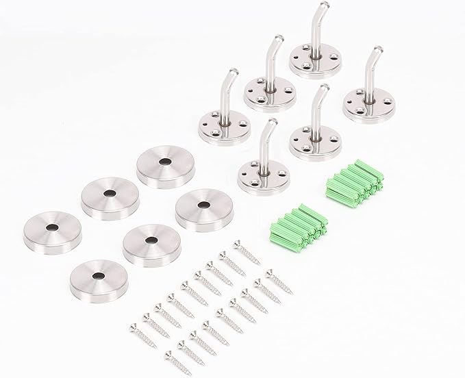 NearMoon Coat Hooks, Wall Hooks for Hanging Hat Hurse Robe, 304 Stainless Steel Heavy Duty Towel Hangers for Bathroom Livingroom Hotel Kitchen Garage, 6 Pack (2 Inch, Brushed Nickel)