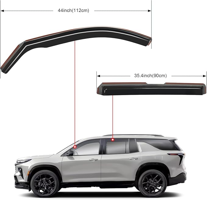 Nilight Durable in Channel Rain Guards for Chevrolet (Chevy) Traverse 2018 2019 2020 2021 2022 2023 Window Deflectors, Vent Window Visors-4pcs