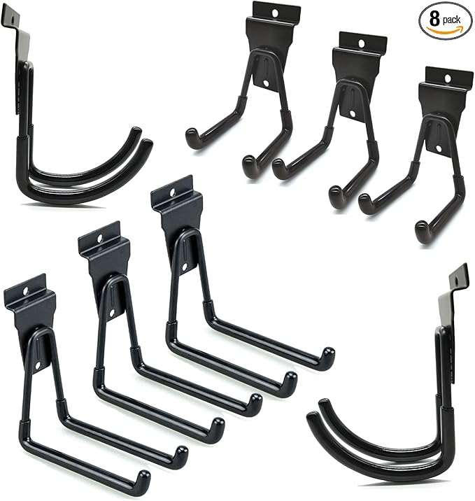 Slatwall Hooks - Black Garage Accessories, 8 Pack