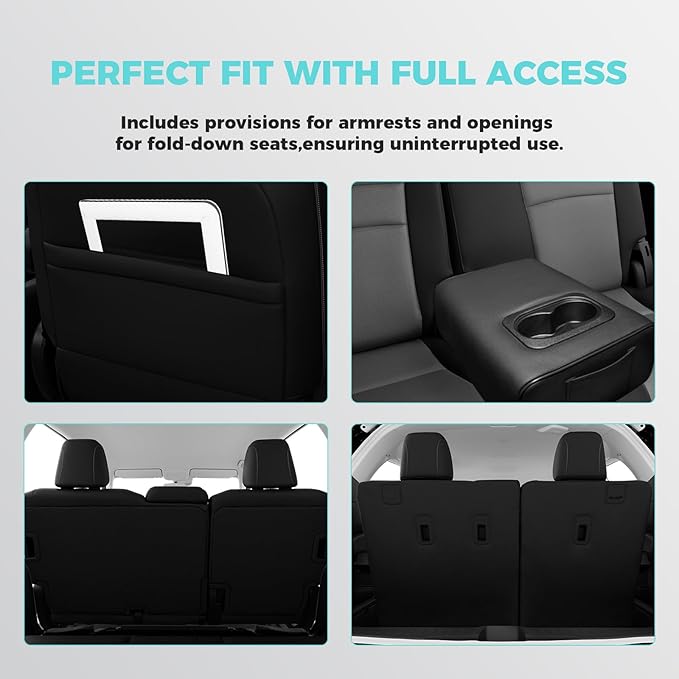 for Honda Pilot Seat Covers - Car Seat Covers Full Set Custom Fit Pilot EX-L, Special Edition, Touring, Sport 2016 2017 2018 2019 2020 2021 2022 8 Seats, Leather Automotive Seat Covers