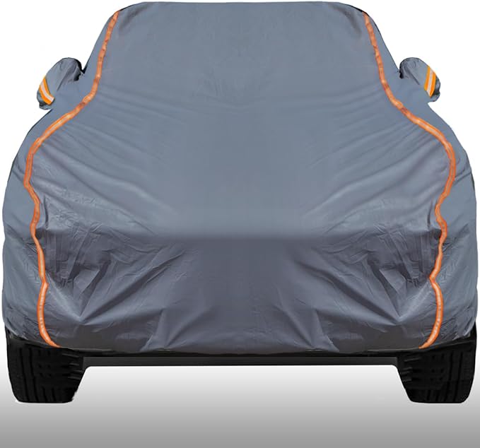 KEYOOG Universal Waterproof Heavy Weight Full Car Covers, Fit Pickup, All Weather, Outdoor Full Cover Weatherproof UV Sun Protection Snow Dust Storm Resistant with PEVA Cotton, Fit Length 230"-260"