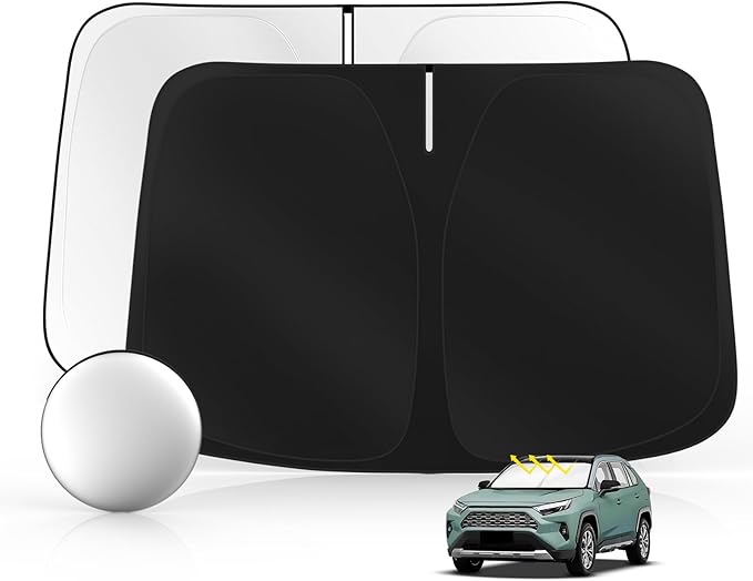 Windshield Sun Shade for Toyo-ta RAV4 2019-2025 Foldable Sunshade Custom Fit Front Window Car Interior Accessories Protector Blocks UV Rays