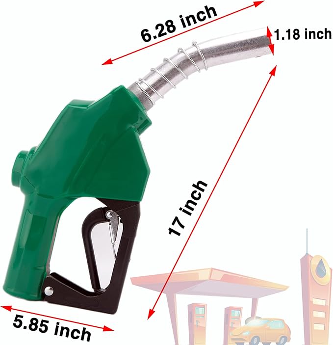 1-3/16"Automatic Fuel Nozzle,Car Fuel Filling Nozzle,Auto Shut-Off Fuel Nozzle, High Flow Automatic Fuel Nozzle, Suitable for Filling Diesel,Kerosene and Various Gasoline(inlet 1”NPT,32GPM)